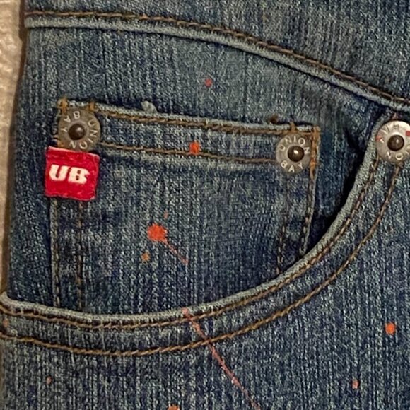 UNIONBAY stretch Blue Jeans Hand Splattered Fabric Paint & Rhinestones Size 5 - Picture 7 of 11